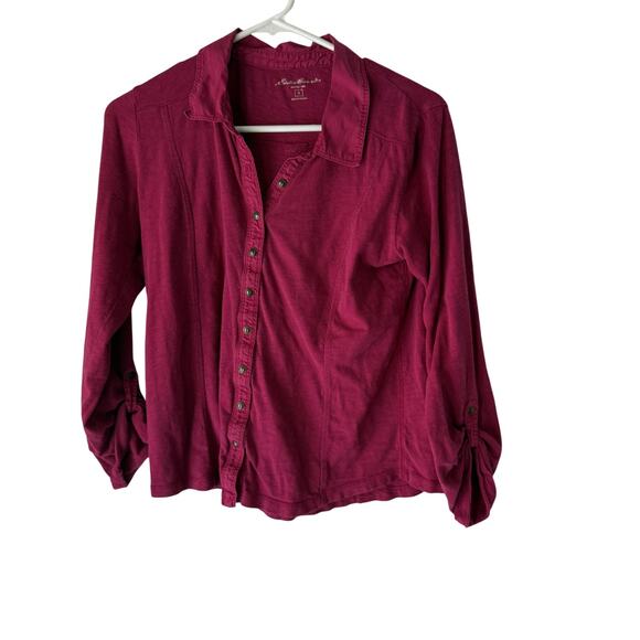 Eddie Bauer Shirt Y2k Small Pink Button Front Long Sleeve 100% Cotton Button Up - Picture 1 of 8